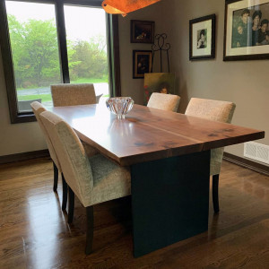 custom walnut bookmatched dining table custom modern dining table minneapolis mn st. paul mn        